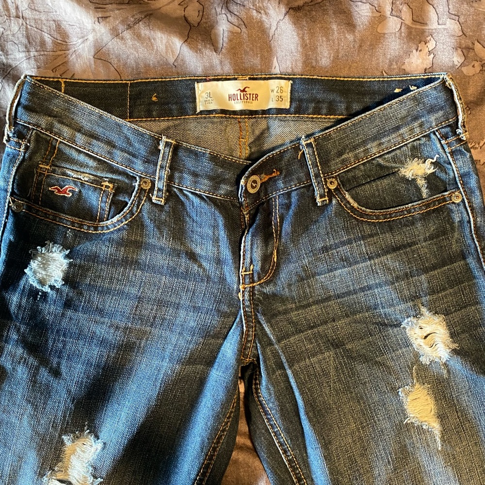 Hollister Blue Distressed Boot Cut Jeans